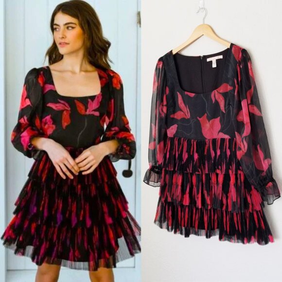 Hutch Black and Red Floral Mini Dress - Picture 5 of 16